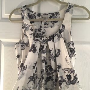 H&M Black & White Floral Silky Blouse